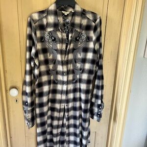 Stetson Monochrome Checkered Long Sleeve Dress